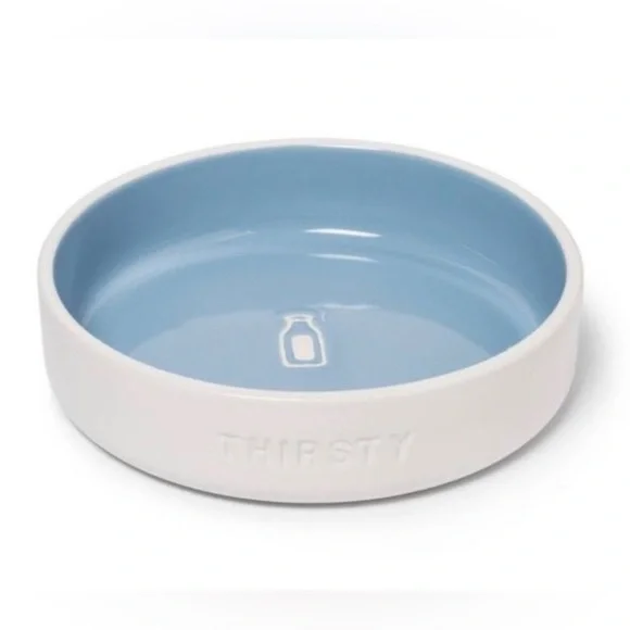 Boots & Barkley Thirsty Water Bowl Dish Small Pets Cat Dog Blue White New - Picture 2 of 2